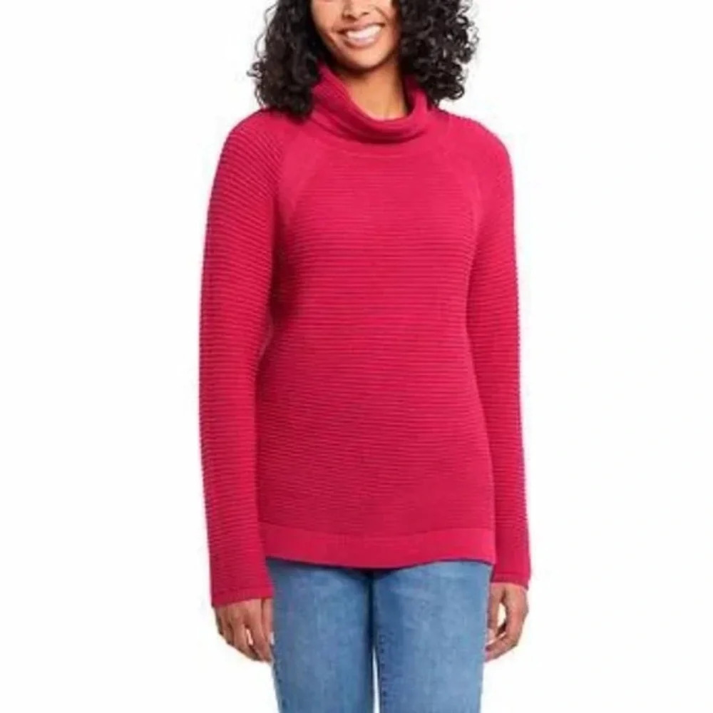 Kenneth Cole Reaction Pink Cotton Blend Neck Tunic Sweater Size M